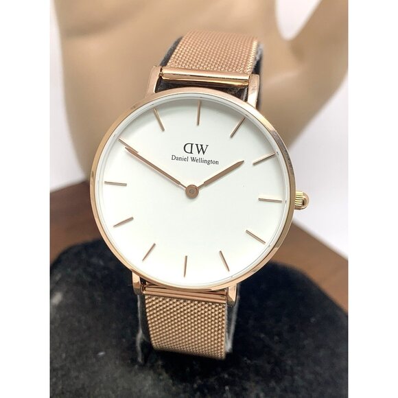 Daniel Wellington Women's Watch DW00100163 White Dial 32mm Rose Gold Mesh Strap - Picture 1 of 14